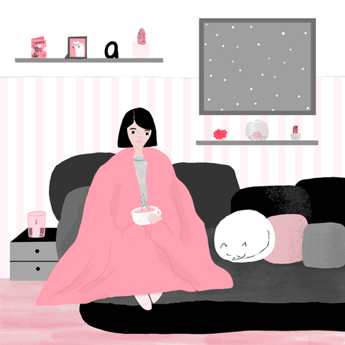 Cozy introvert with snow outside Cozy introvert with snow outside