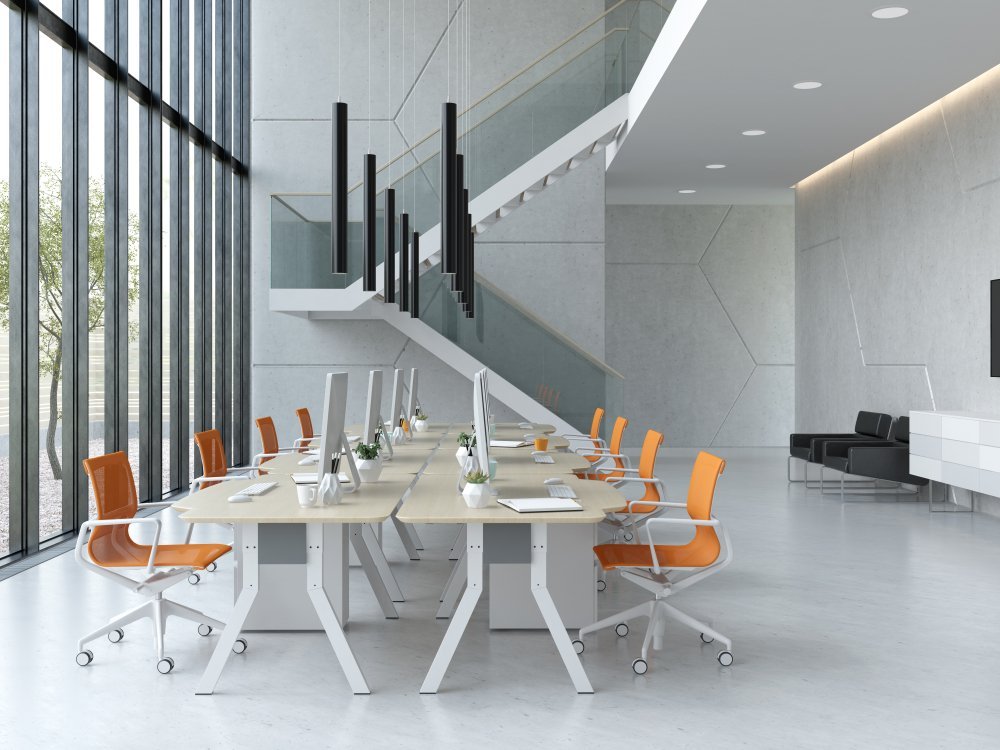 Modern open space office with bright lighting Modern open space office with bright lighting