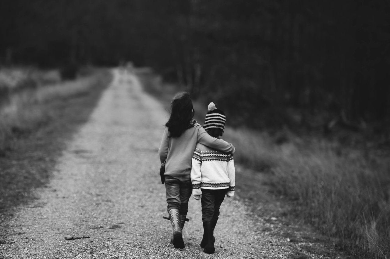 Childhood Trauma Children Walking Together Support Childhood Trauma Children Walking Together Support