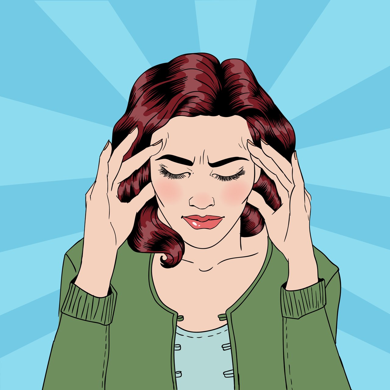 Pop art style illustration of stressed woman with STI Pop art style illustration of stressed woman with STI