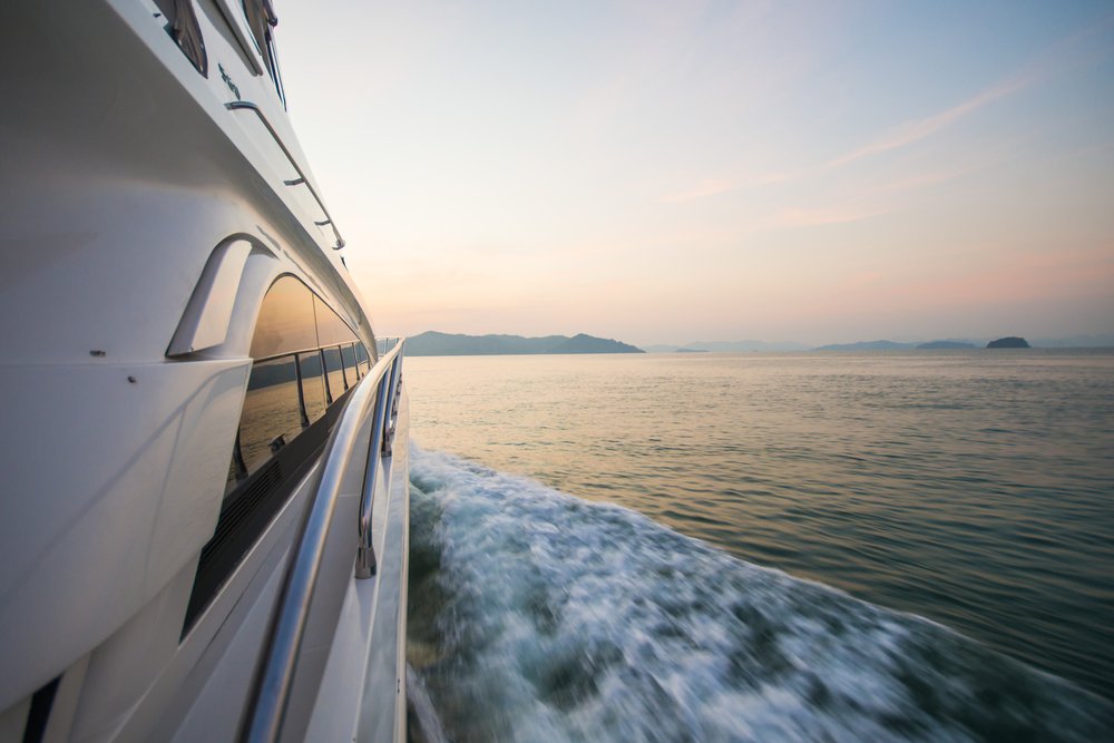 Luxury yacht at sunset Luxury yacht at sunset