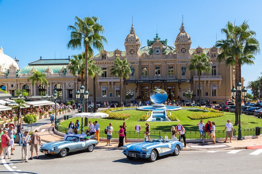 Luxury cars displayed at Monaco's casino Luxury cars displayed at Monaco's casino