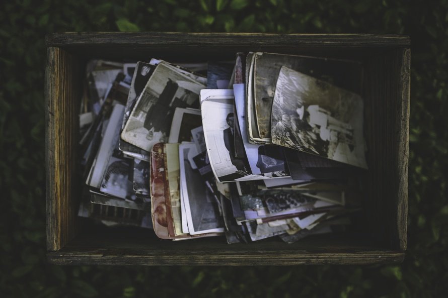 Old wooden box of photos Old wooden box of photos