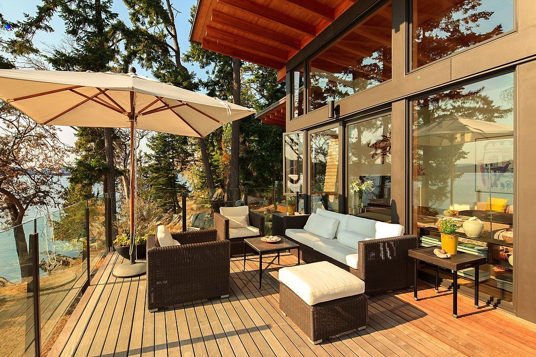 Sunny deck at 104 Trueworthy Rd, Saturna Island, BC Sunny deck at 104 Trueworthy Rd, Saturna Island, BC