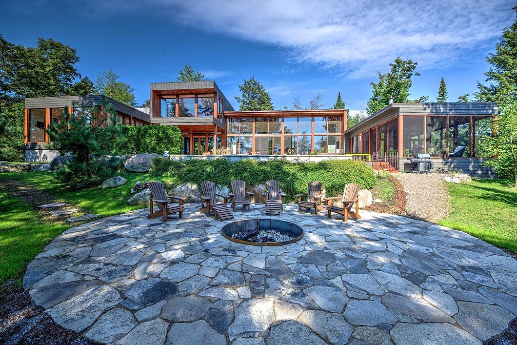 Patio and fire pit at 1719 Ch. St-Cyr N., Wentworth-Nord Patio and fire pit at 1719 Ch. St-Cyr N., Wentworth-Nord