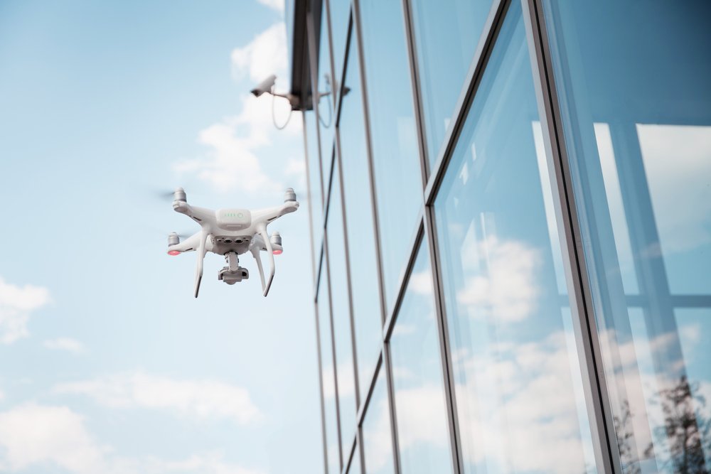 Security robotics in office with drones Security robotics in office with drones