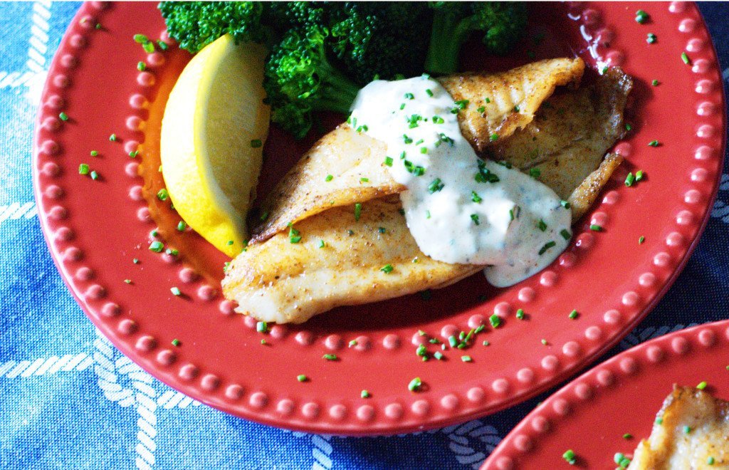 Pan-Seared Tilapia with Homemade Tartar Sauce