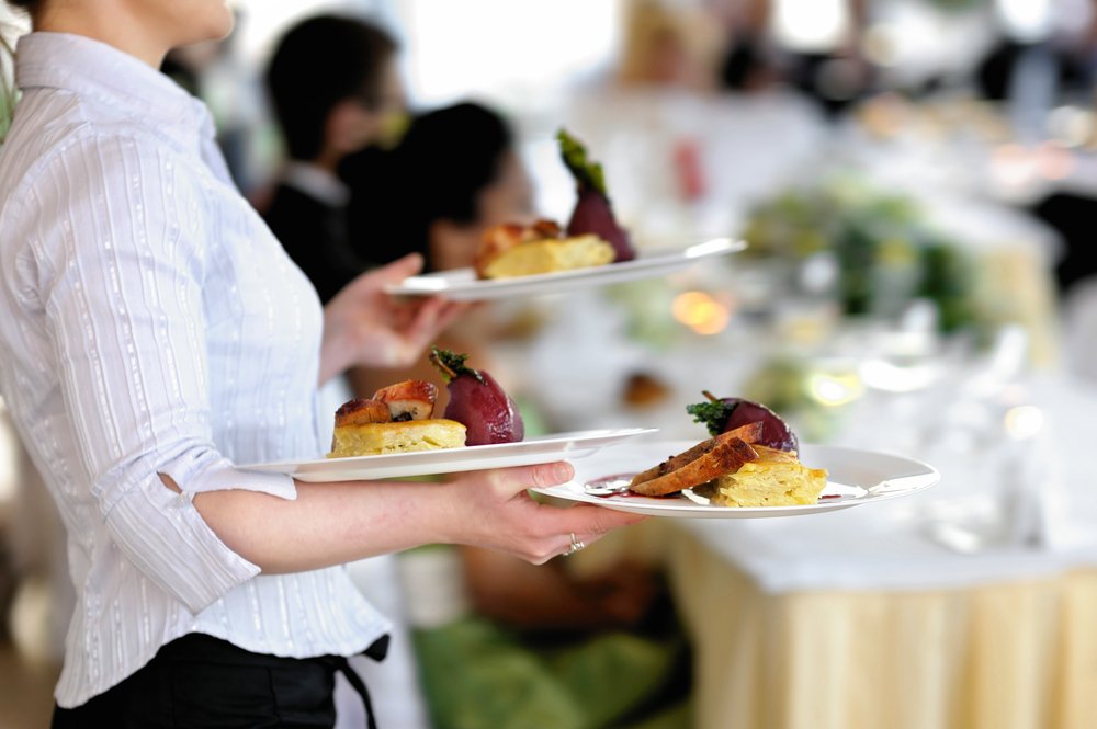Waitress Carrying Three Plates Waitress Carrying Three Plates