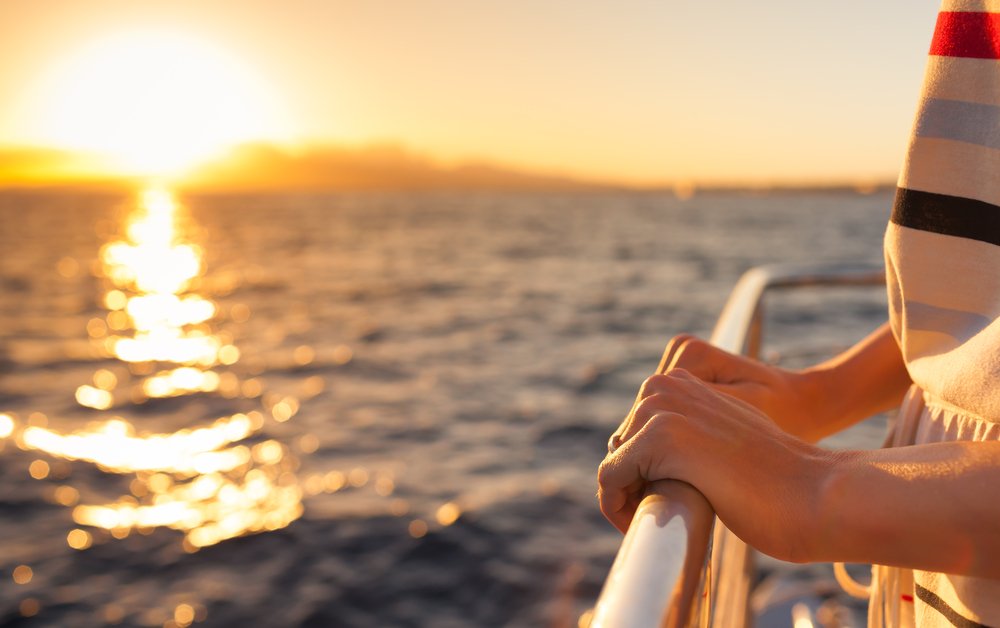 Woman Holding Yacht Railing Woman Holding Yacht Railing